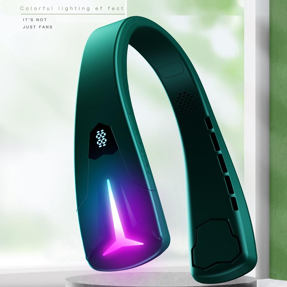2 In 1 Hanging Neck Fan & Bluetooth Headset Sound Portable Sports Neck Hang Fans with Music Play USB Summer Cooler