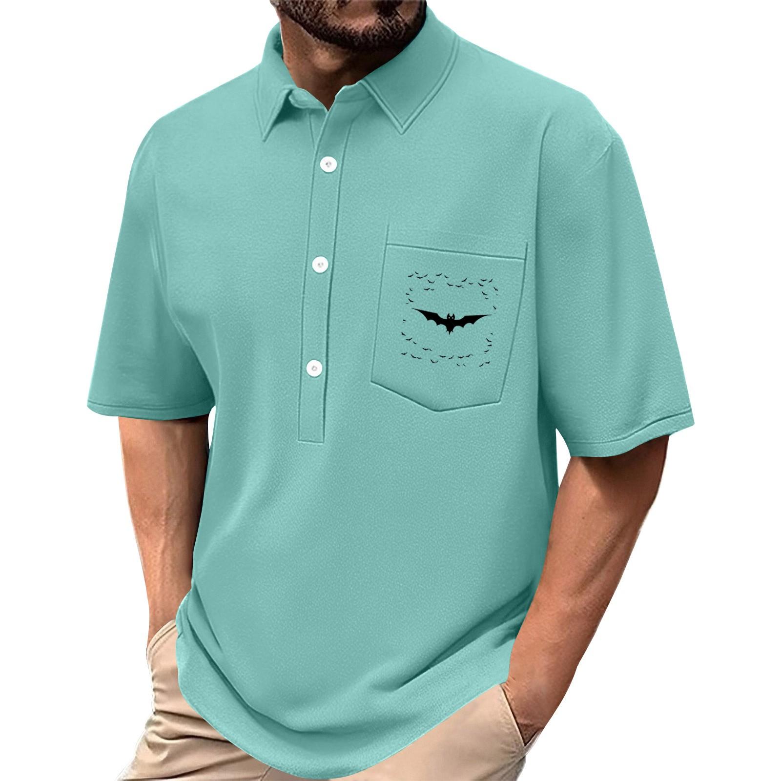 

Мужская летняя однотонная рубашка с принтом, эластичная в четырех направлениях, с лацканами, на пуговицах, с карманом, повседневный спортивный топ с короткими рукавами L