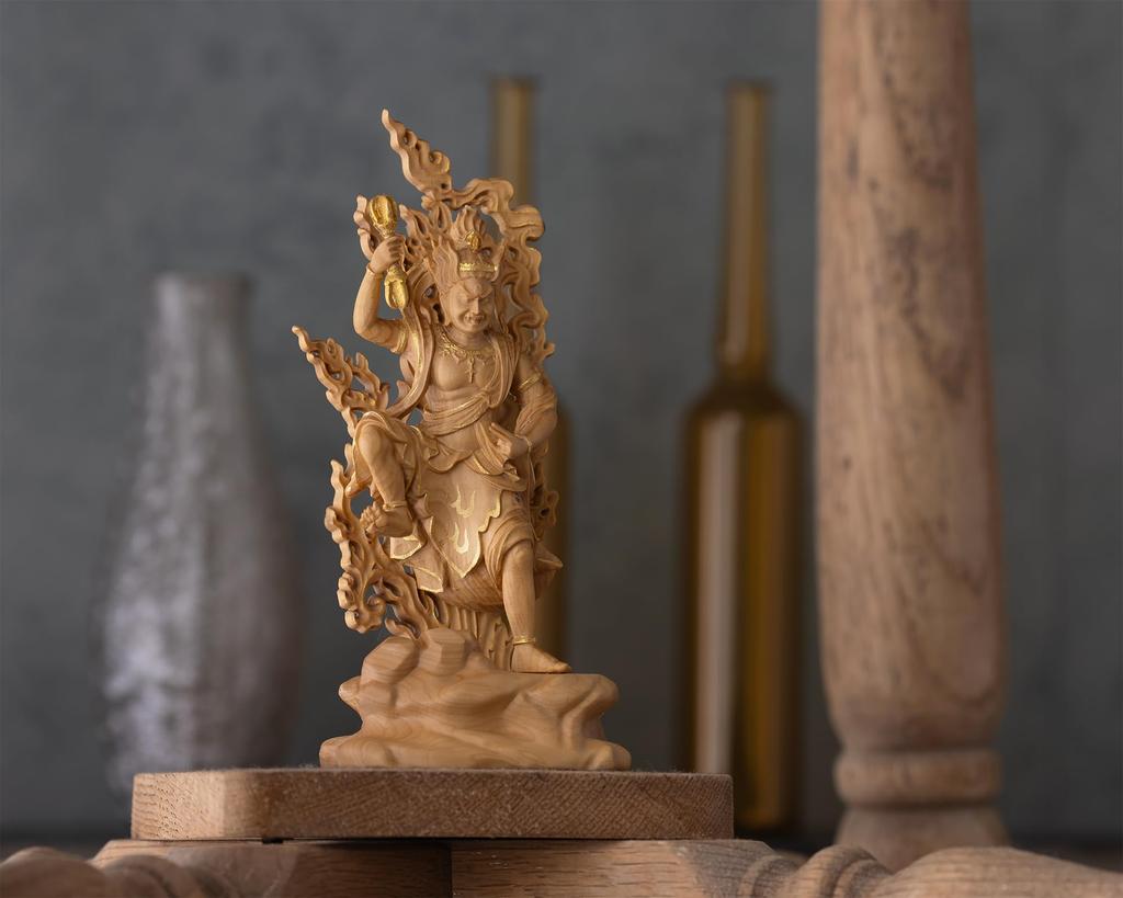 Tiny Buddha Zao Gongen 12cm gold paint Buddha wood ornament Zao Gongen (wood boxwood, finish) - statue, figure, carving, (GSB