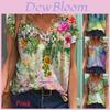 Comfortable Womens V Neck Short Sleeve Blouse Casual Floral Print T-shirt Tunic Tops