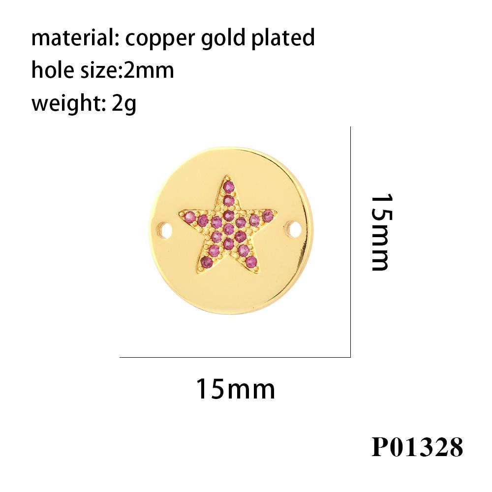 Electroplated Gold Zircon Heart & Star Pendant for DIY Necklaces & Bracelets