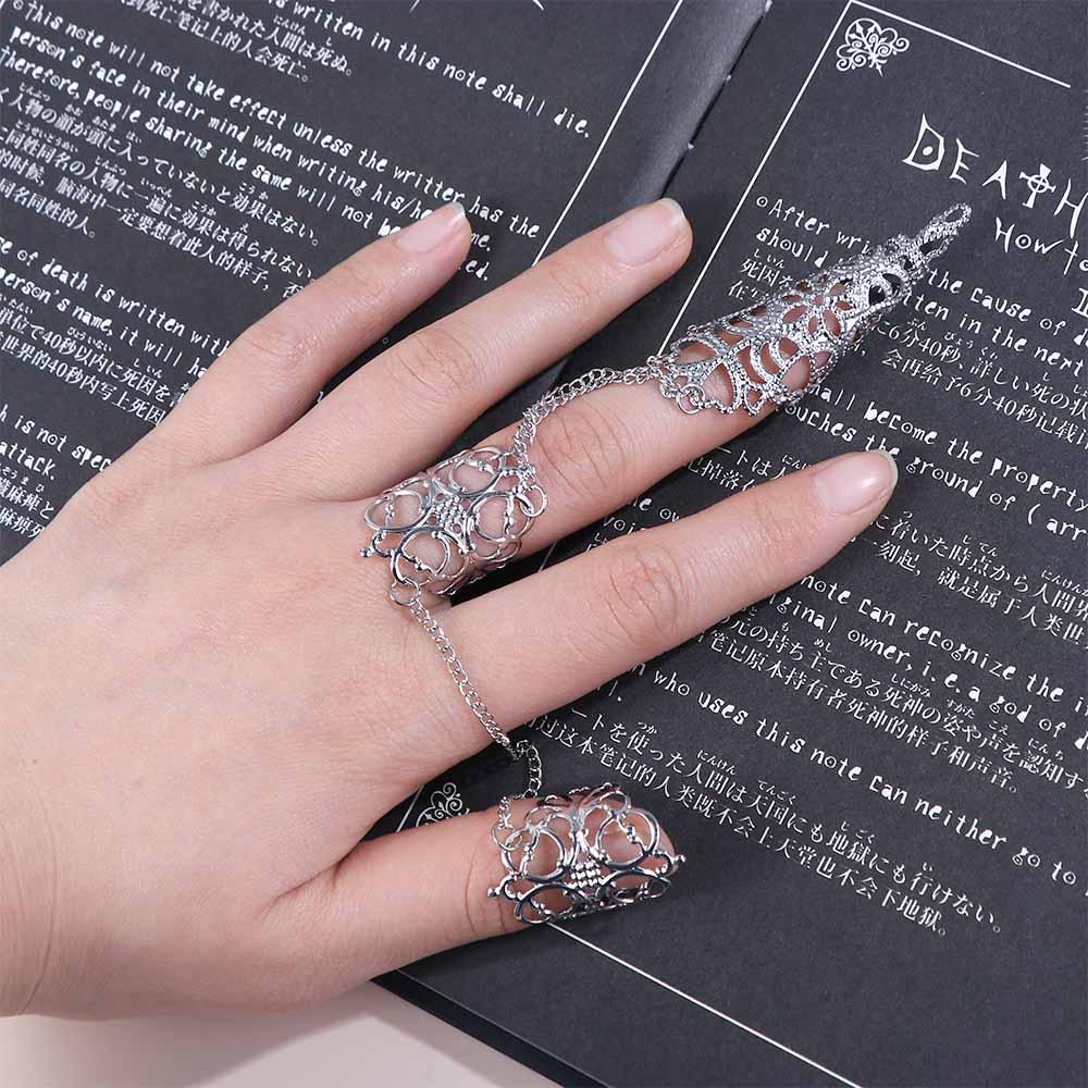 Aushöhlen Kegel Dreieck Krone Nagelabdeckringe Damen Schmuck Fingerarmband Kette Fingerring