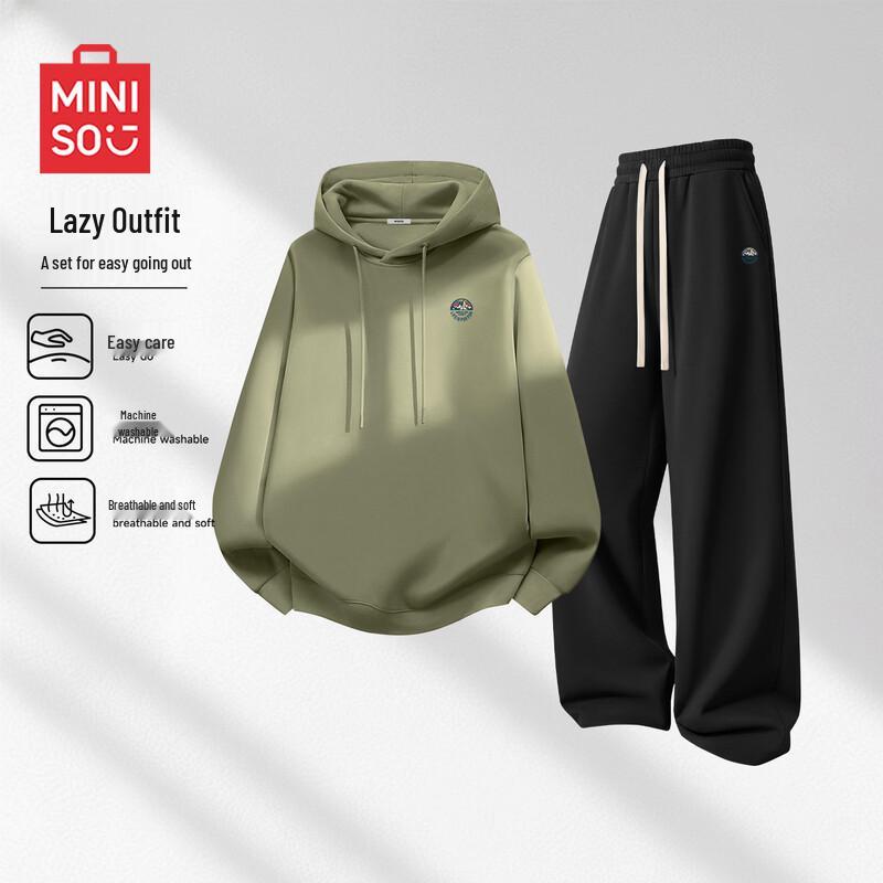 MINISO Men's Hooded Sweatshirt & Straight-Leg Pants Set