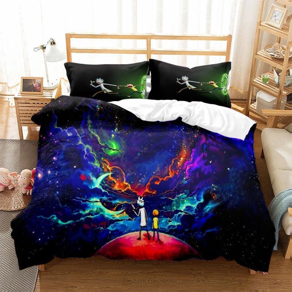 Animation R-Ick Duvet Cover Pillowcase Beddingboygirl Bedroom Decoration Childrengift Single Double Large Sizezip Duvet Cover