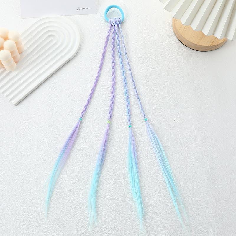 Kids Colored Gradient Wig Braids Scrunchies:Stretchable Extensions for Dreadlocks,Cute Braid Hair Accessories for Girls’ Styling