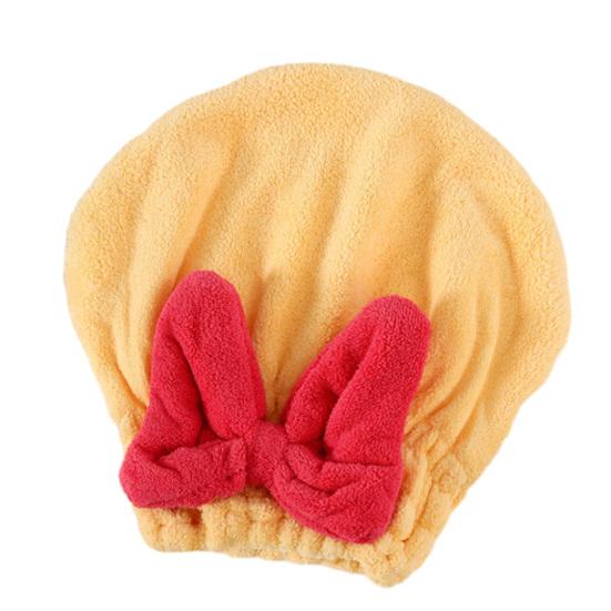 Dry Hair Cap, Bow Decor Soft Thickened Fabric Hair Towel, Ultra Absorbent Hair Wrap for Women Bathing Skin Care