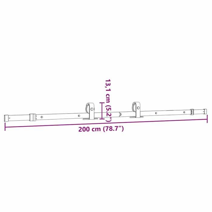 VidaXL Sliding Door Hardware Kit 200 Cm Steel Black, Sliding Door Hardware, Door Roller 4009717