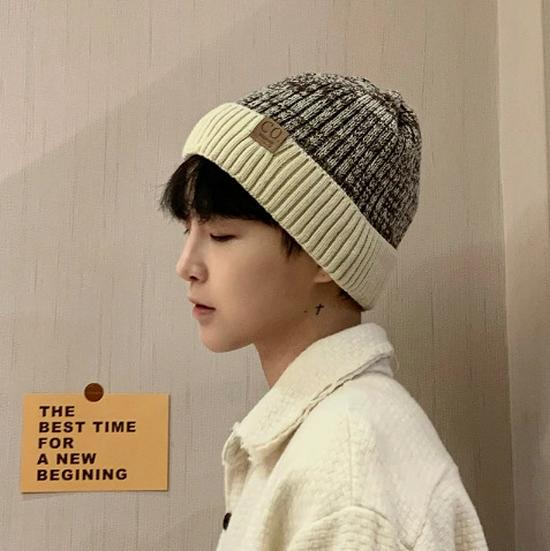 Men's Winter Thickened Warm Knit Hat - Velvet-Lined Wool Black Hat for Boys