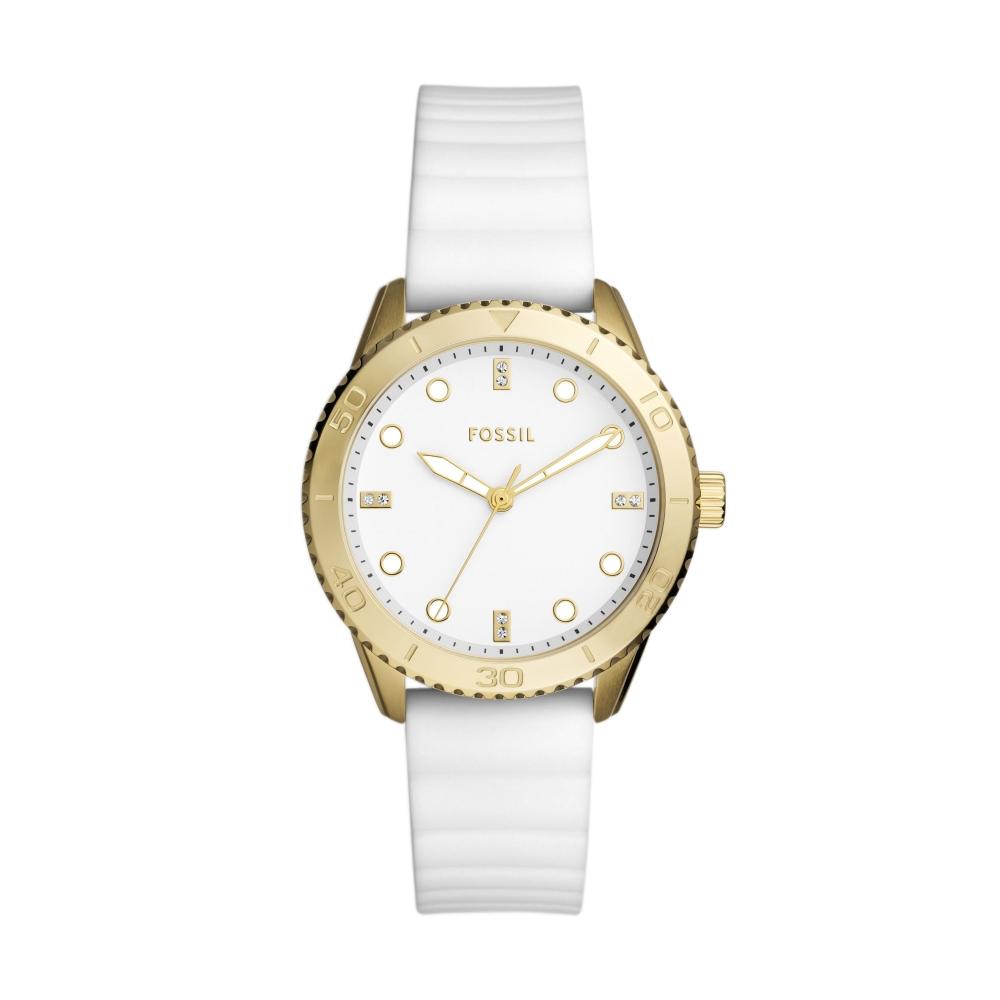 

Fossil Women s Dayle Three Hand Gold Tone Stainless Steel Watch white