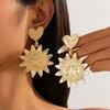 Ingemark 4 Styles Exaggerated Irregular Metal Dangle Earring for Women Vintage Big Flower Drop Earrings Party Aesthetics Jewelry