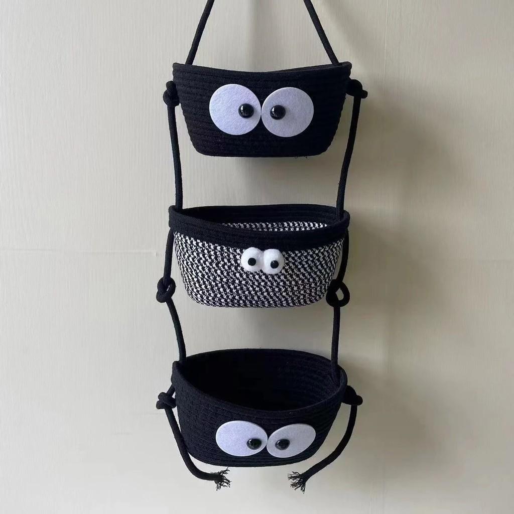 Wall Mounted Storage Basket With Cotton Weave For Dorm Room Organization And Household Use