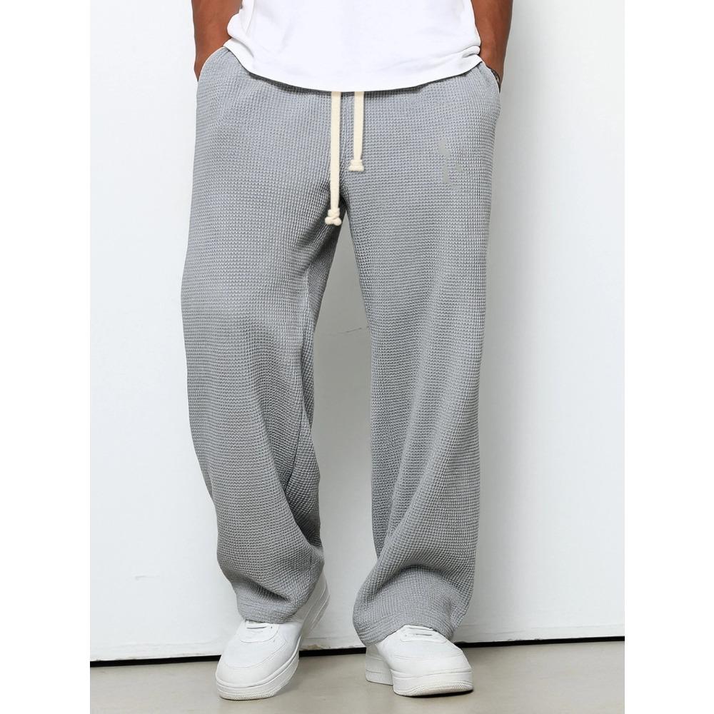 Heren Relaxed-Fit Gedrapeerde Effen Kleur Wijde Pijpen Sportbroek