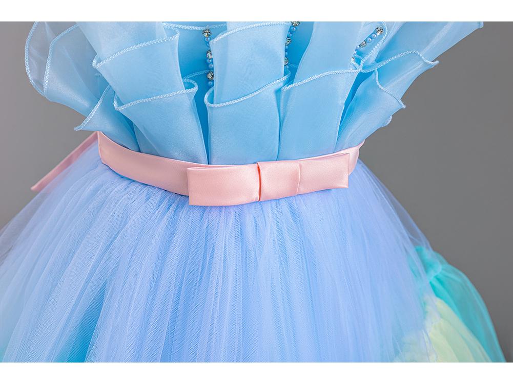 Children's Color Block Mesh Princess Dress for Special Occasions