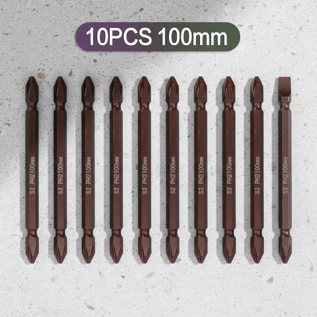 10PCS S2 Alloy Steel PH2 Double Head Screwdriver Bits 65mm 100mm 150mm Magnetic High Hardness Electric Drill Accessories