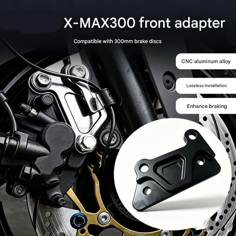 Front Brake Adapter Bracket for 300 mm Floating Disc, Aluminum Caliper Mount With Machined Hole Layout for XMAX300 Motorcycle Replacement Work