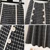Checkered Half Length Skirt for Women In Autumn and Winter High Waisted  Medium Length  Buttocks Wrapped  A-line Skirt  Knitted Women's Skirt