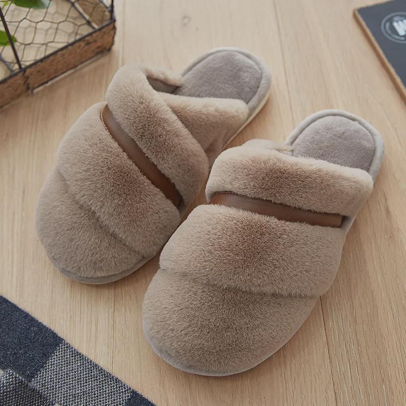 Plush Indoor Slippers: Warm, Non-slip Cotton Shoes for Men & Women - Perfect for Autumn & Winter