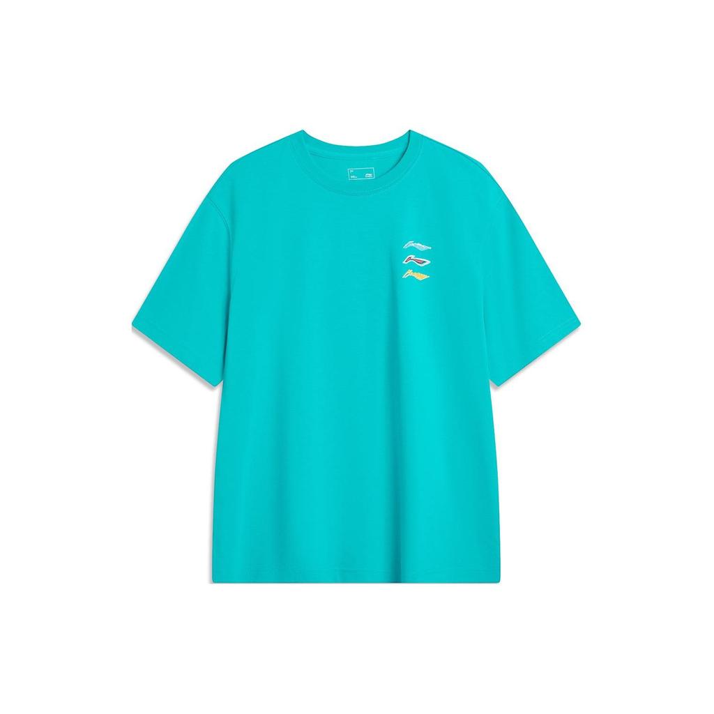 Li-Ning Cooling Tea T-Shirt Quick-Dry Cool Casual Sports Top Logo Print Round Neck Loose Short Sleeve Drop Shoulder T-Shirt Men Tops AHSU709-2