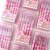 144Pcs 0.5mm Creative Cartoon Pink Rabbit Metal Hook Press Pen Cute High-value Neutral Brush Pen Black