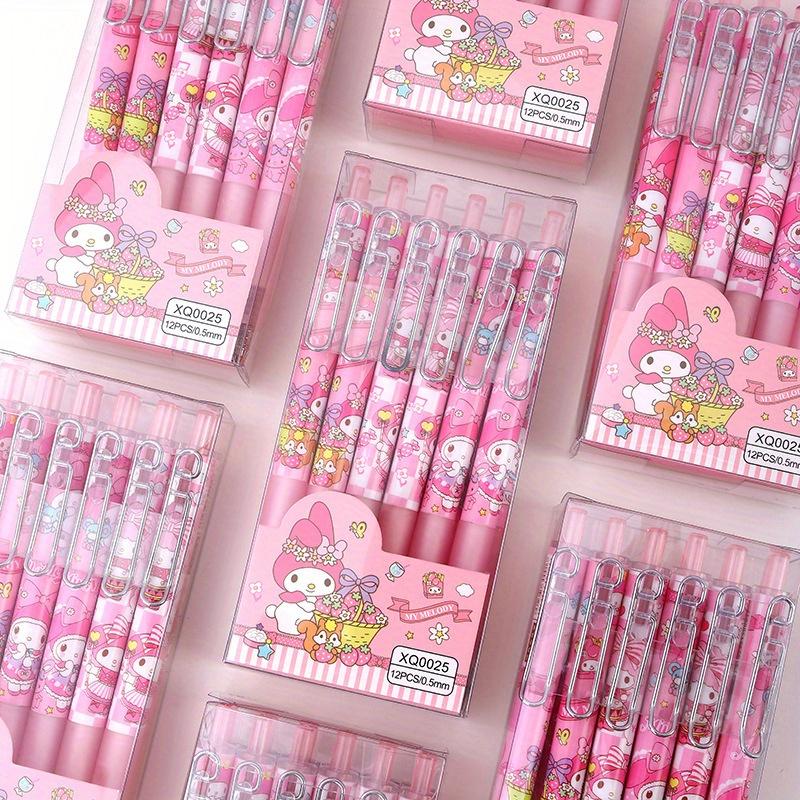 144Pcs 0.5mm Creative Cartoon Pink Rabbit Metal Hook Press Pen Cute High-value Neutral Brush Pen Black