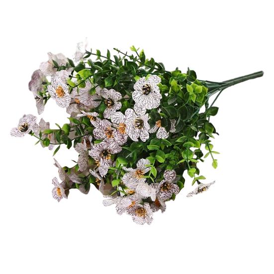 

7 Stems Artificial Violets Flowers Faux Silk Violets Bouquet UV Resistant Outdoor Fake Bloom for Vase Home Garden Wedding Decor
