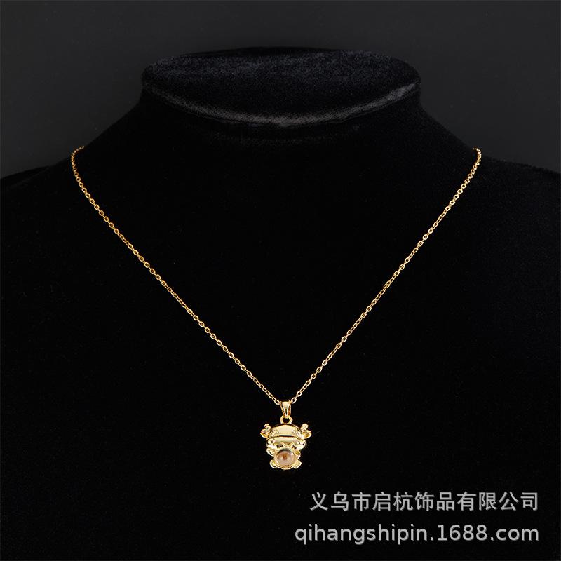 Design Projection Calf Necklace Women'S Light Luxury Simple Trend Natal Year Zodiac Pendant Collarbone Chain