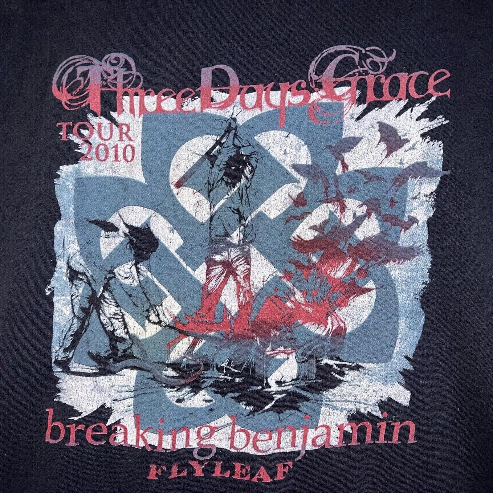 Vintage 2010 Three Days Grace Breaking Benjamin Flyleaf Tour T-Shirt XXL