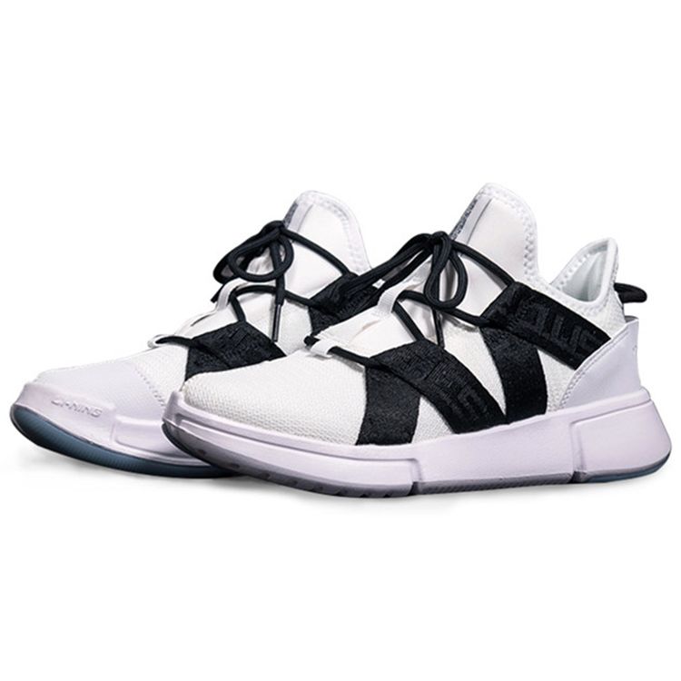 Li Ning Wu Dao One Piece Weave Shock Absorption Wear Resistant Breathable Support Lightweight Low Top Casual Shoes Men sneaker White Black AGBP047-1