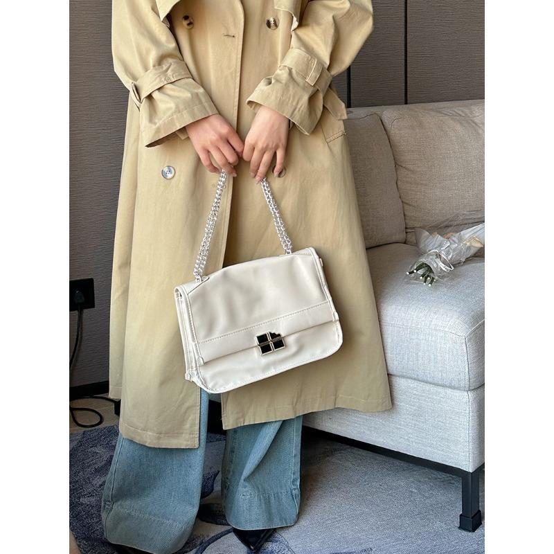 

Нишевый дизайн текстурная сумка подмышку женская новая модная крутая сумка-цепочка универсальная большая вместимость на плечо сумка-мессенджер белый