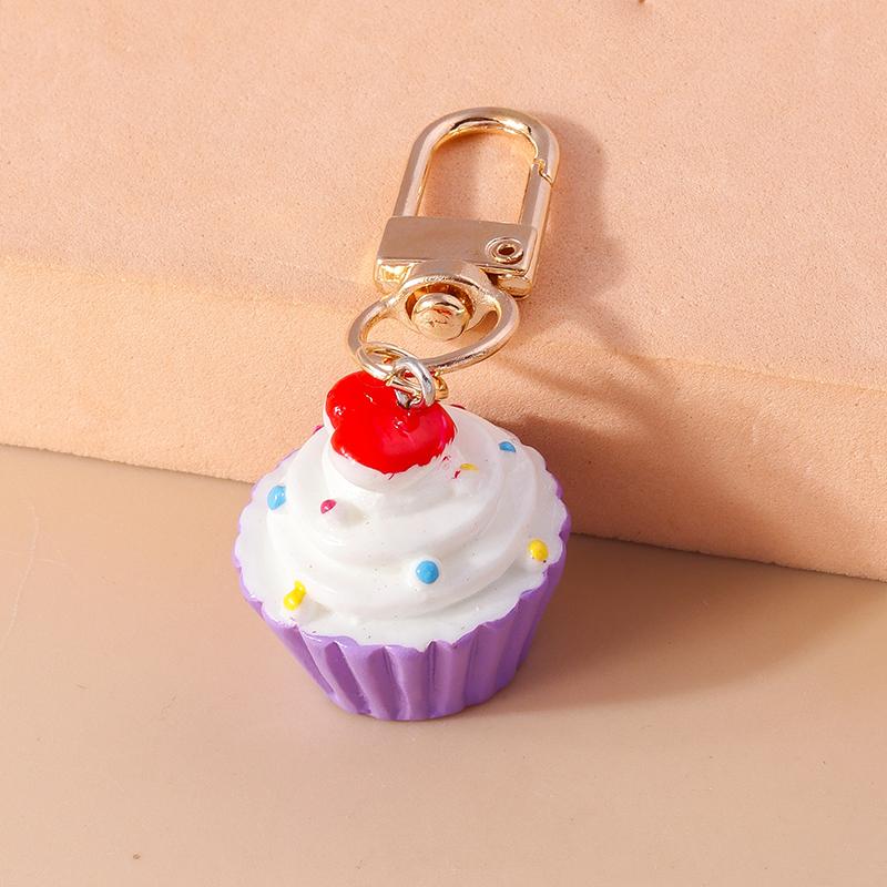 Cute Resin Ice Cream Keychain Simulated Food Key Ring Pendant for Women Girls Handbag Decor DIY Handmade Jewelry Gift