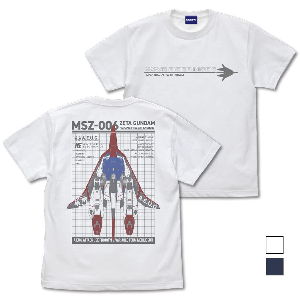 COSPA Mobile Suit Z Gundam Original Waverider T-Shirt, White, Size M