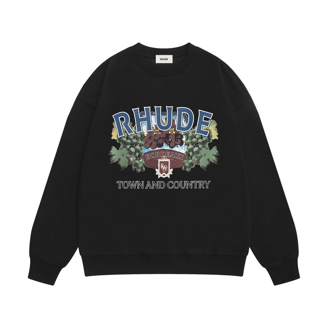 

Новая мужская свободная толстовка RHUDE с круглым вырезом, принтом из букв и махровой тканью Small