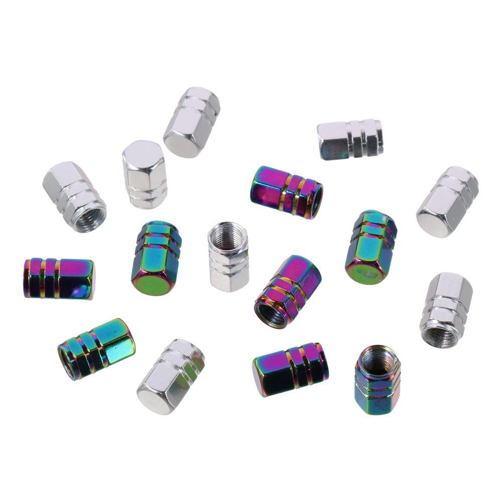 

16 шт., 2 цвета, крышки колесных клапанов, алюминиевый сплав, шестигранная форма, крышка для шин для автомобиля, внедорожника, грузовика, велосипеда