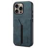 DENIOR For iPhone 16 Pro Case Elastic Card Holder PU Leather+TPU+PC Phone Cover