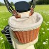 Hand-Woven Bicycle Basket Suitable for Commuter, Balance Bike & Bike Frame - Rustic Bike Basket with Lining, Durable Bike Carrier for Front Wheel Rack