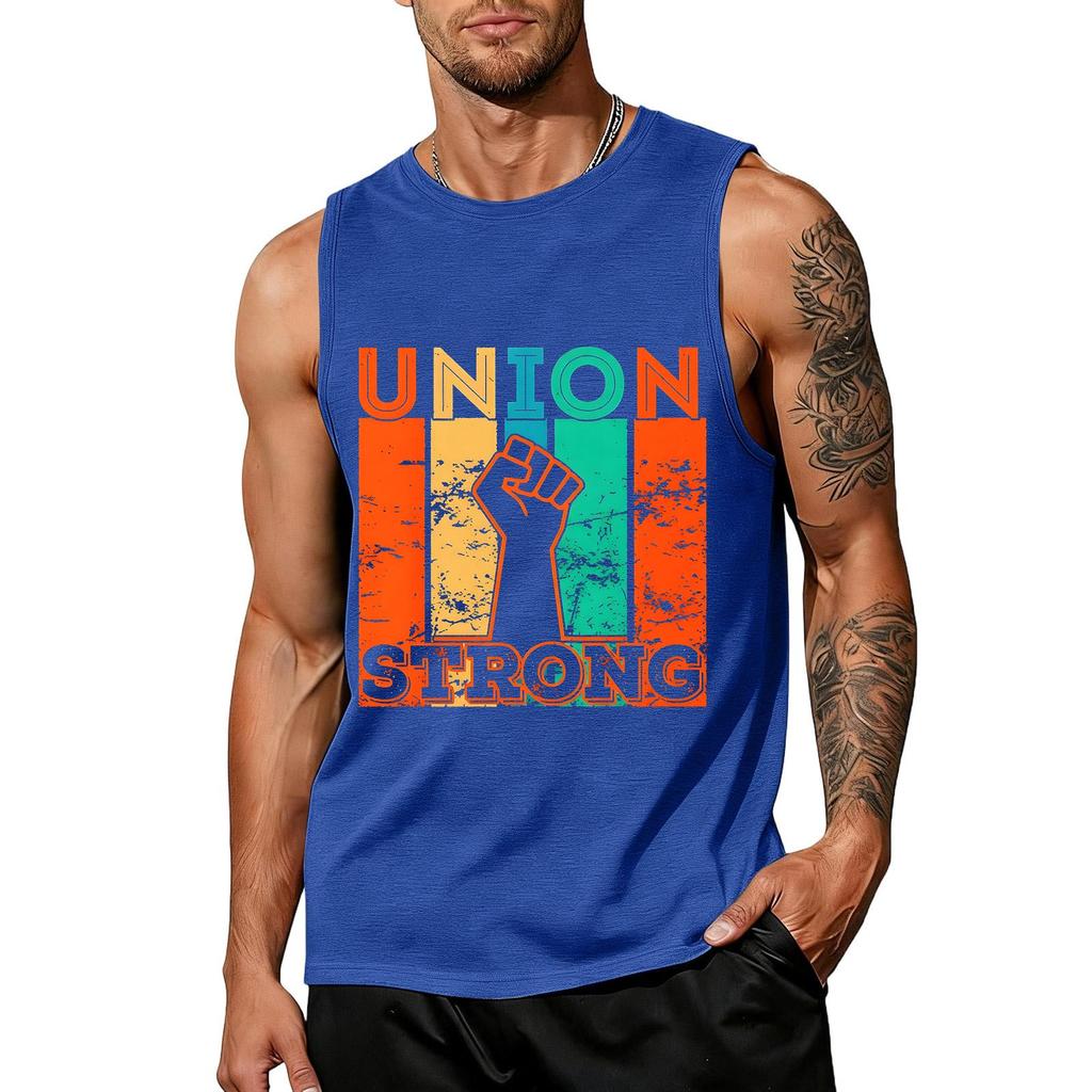Men's Sleeveless Tank Top Casual Muscle Shirt Labor Day Union Strong Graphic Print Workout Gym Vest