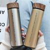 Трендова ізольована чашка для води з нержавіючої сталі з кришкою під дерево – Стильна корейська чашка для чаю для чоловіків, жінок, пар та студентів