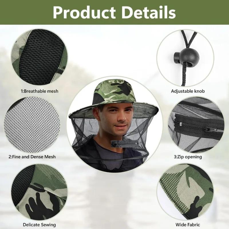 Anti-Mosquito Hat Outdoor Fishing Hats The Sun Hat Summer Hat Sun Fishing Hat Cap Mesh Hat with Net Mesh for Men Women