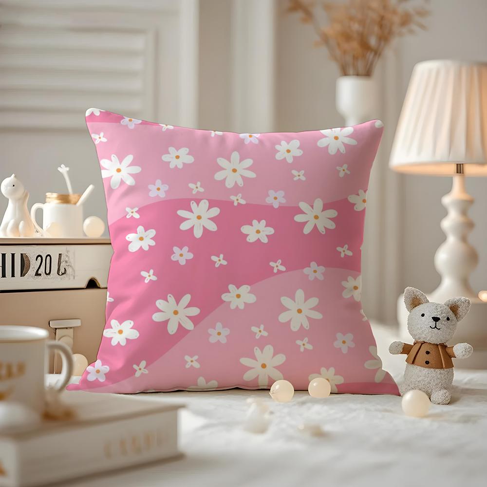 Romantisches Gänseblümchen-Frühlingskissenbezugmuster Bedruckter Kissenbezug für Wohnzimmersofa Kissenbezug & Schlafzimmerdeko