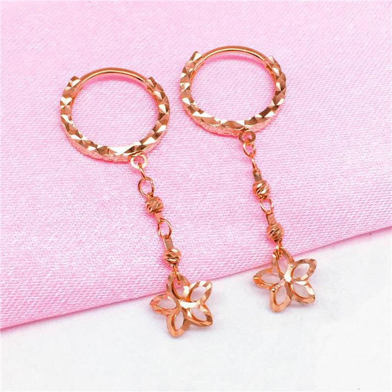 Color Gold Purple Gold Hollow Five-Pointed Star Earrings Women'S Simple Fresh Rose Gold Earrings