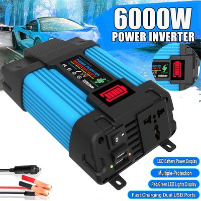 Samochodowy przetwornica napięcia LED wyświetlacz pojemności transformator transformator 12 V do 110/220 V podwójny falownik USB do urządzeń samochodowych 4000 W/6000 W