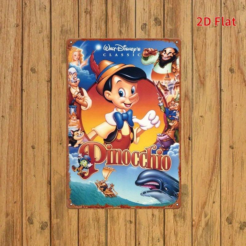 Einzelstück 20,32x30,48 cm Eisen Hängende Wand mit 2D-Effekt, Geeignet für Wohnkultur Mit Klassischem „Pinocchio“-Charakterdesign