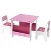 3 Pieces Kids Table and Chair Set, Toddler Activity Table with Bookshelves, for Living Room, Nursery, Playroom, Pink