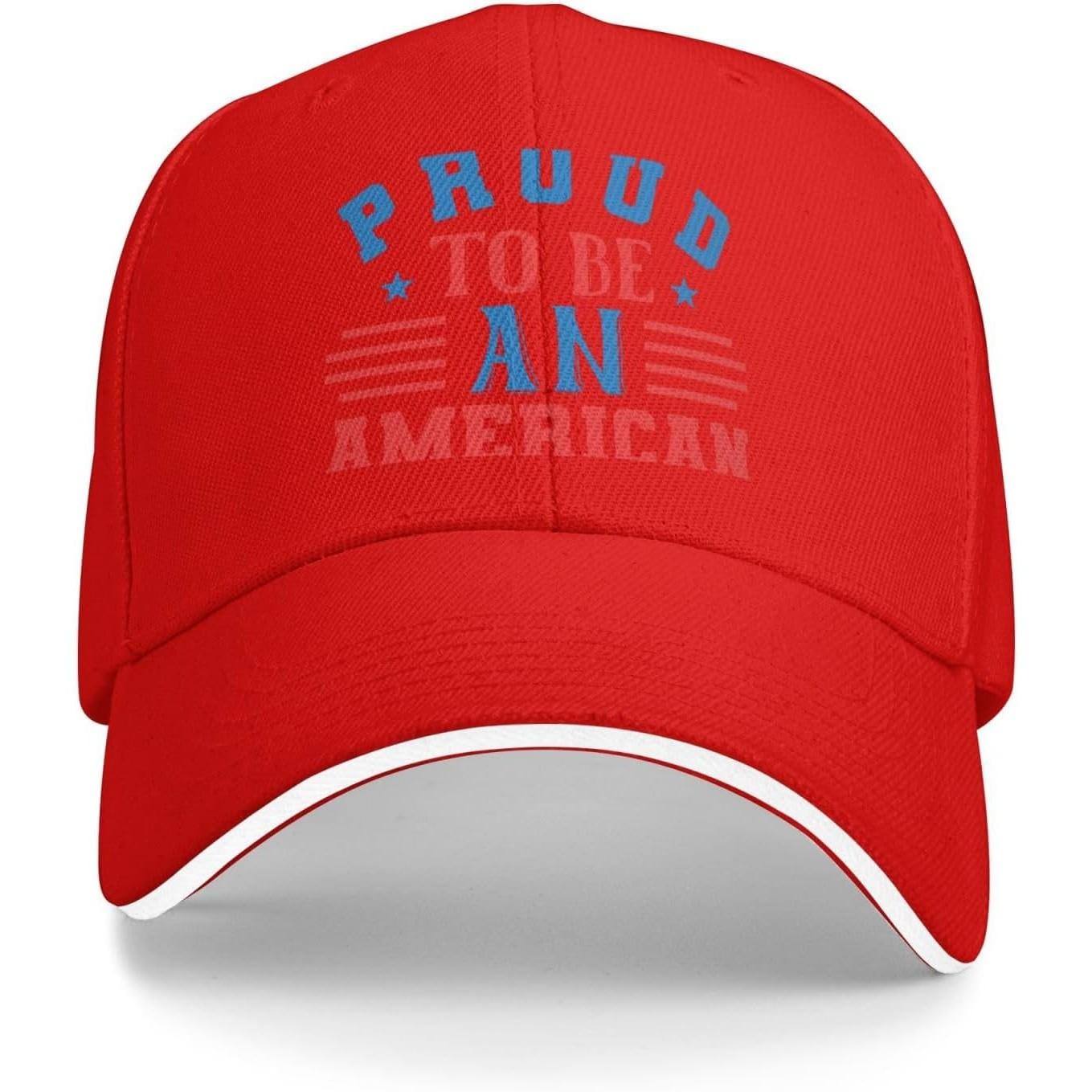 Proud To Be An American Baseball Cap Polyester Patriotic Adjustable Casual Hat for Adults Adjustable