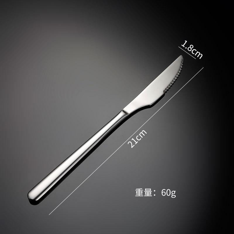 304 Stainless Steel Knife, Fork, Spoon, Western Food, Smooth Edge, Enhanced Quality, Portable Tableware, Round Spoon, Dessert Shop