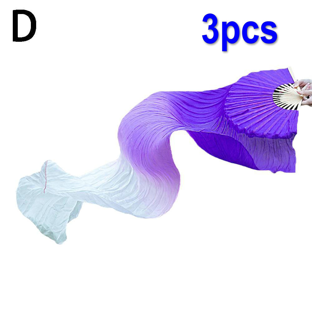 150cm Women Belly Dancing Fan Gradient Color Dancer Practice Long Imitation Silk Fans Dance Props 1PC