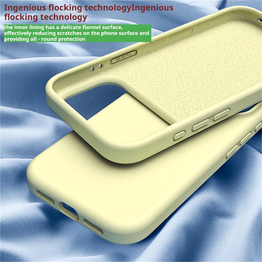Soft Touch Liquid Silicone Case for iPhone 17 Series - Anti-Scratch Protective Cover with Colorful Flowing Light & AI Button