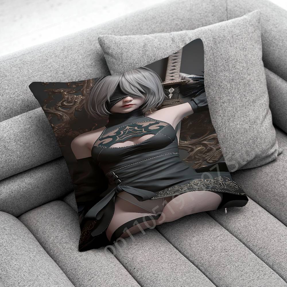 Game Nier A-Automata 2B Throw Pillow Case For 55X55Cm 40X40Cm 45X45Cm 50X50Cm 30X30Cm Square Office Pillowship Cover