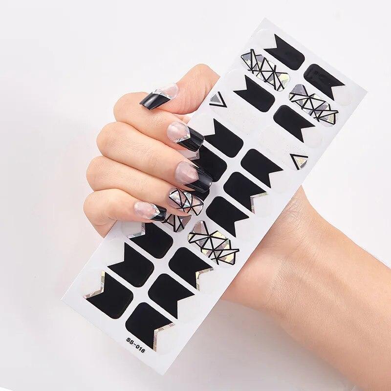 Baking Free Fashionable Blue Diamonds Nail Art Stickers Collection Manicure DIY Nail Polish Strips Wraps for Party Decor