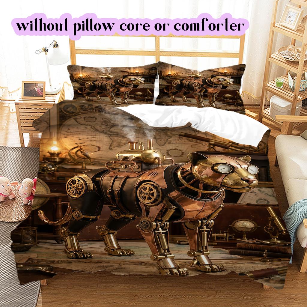Medieval MachineryPattern Bedding Quilt Set Quilt Cover Pillowcase Home Decoration Birthday Gift (1 * duvet cover + 2 * pillowcase, without core)